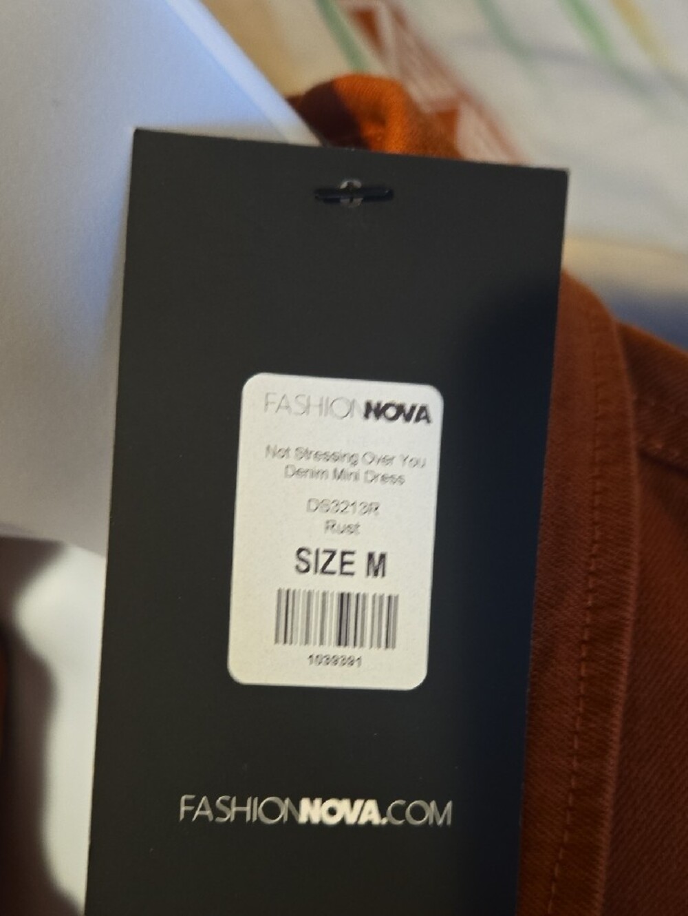 Fashion Nova Rust Orange Distressed Button-Front Denim MINI DRESS - Picture 2 of 5